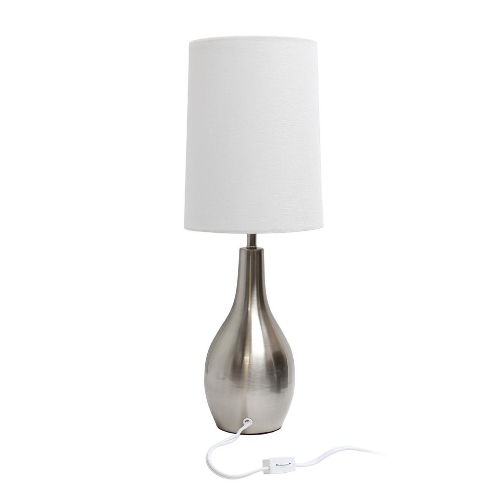 Simple Designs 1 Light Tear Drop Table Lamp, Brushed Nickel