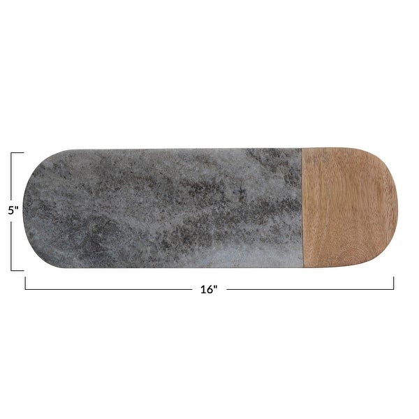 2-Tone Marble and Wood Serving Board - 16.0