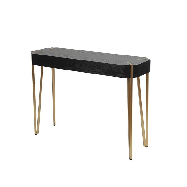 Black Wood and Gold Metal Console and Entry Table - 30.25