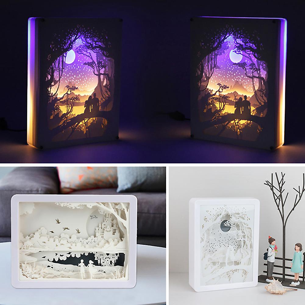 Carving Night Lights，Papercut Light Box 3D LED Paper Carving Lamp Papercut Light Box Masterfully Created