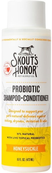 Skout's Honor Probiotic Honeysuckle Pet Shampoo and Conditioner， 16-oz bottle