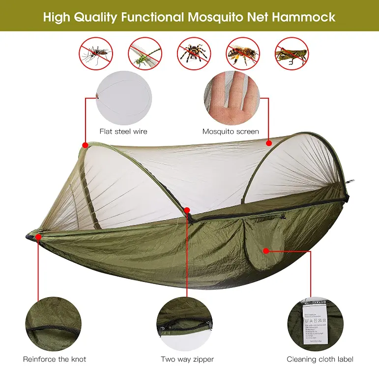 WINPOLAR 2023 Custom Logo Super Large Relaxing Double Travel Nylon Parachute easy setup hammock tent