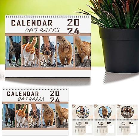 Cat Balls Calendar 2024， Funny Cat Balls Calendar 12 Month Cat Balls Calendar，whimsical And Fun Cat Pictures