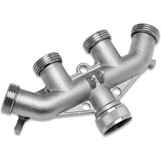 Morvat Nickel-Plated Brass Garden Hose Splitter Heavy-Duty 4-Way Hose Connector Fitting MOR-NP-CONNECTOR-4-A