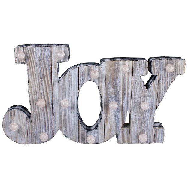 Lighted 3d Wooden quot joy quot Christmas Table Top Decor