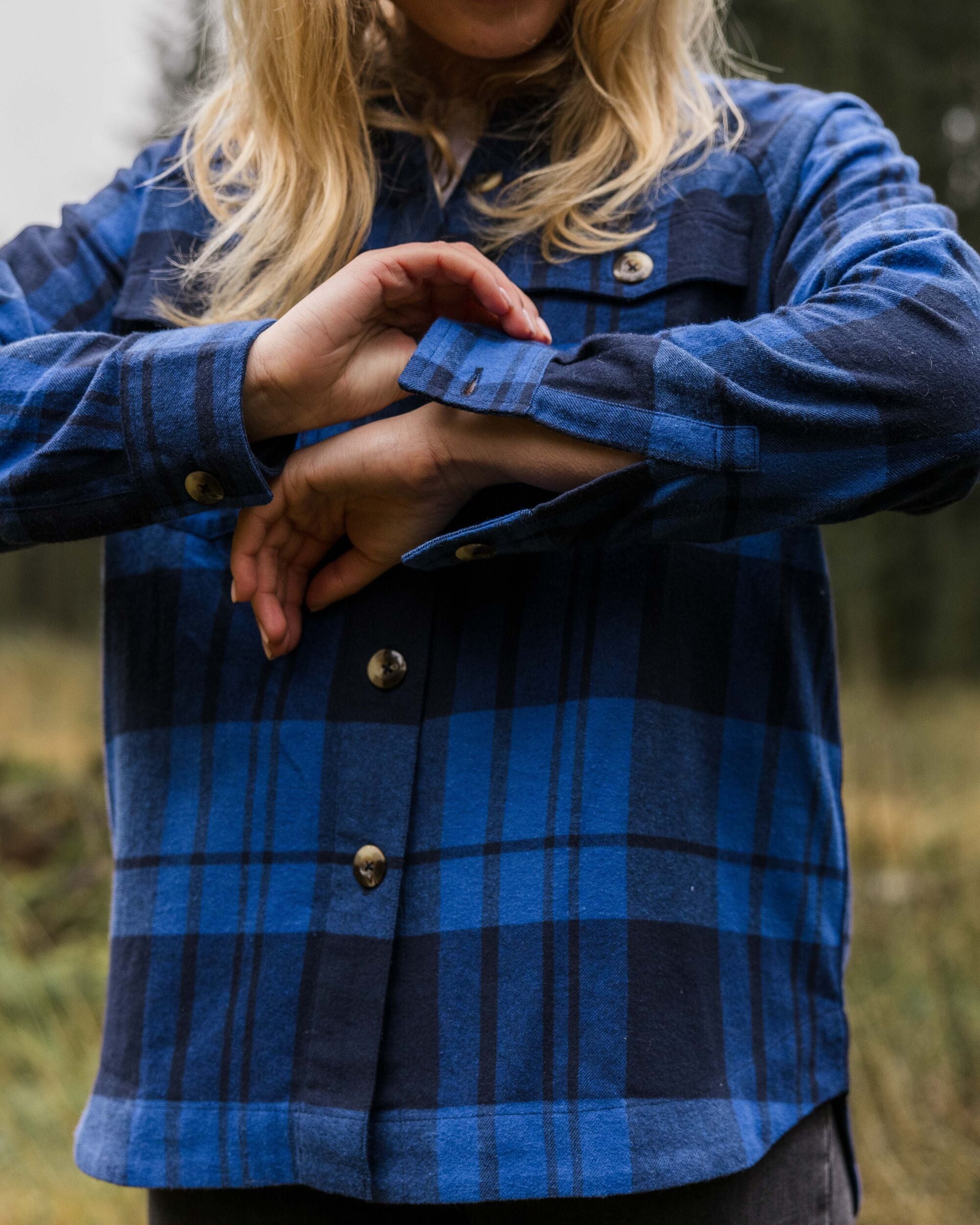 Harmony Organic Cotton Check Shirt - True Blue