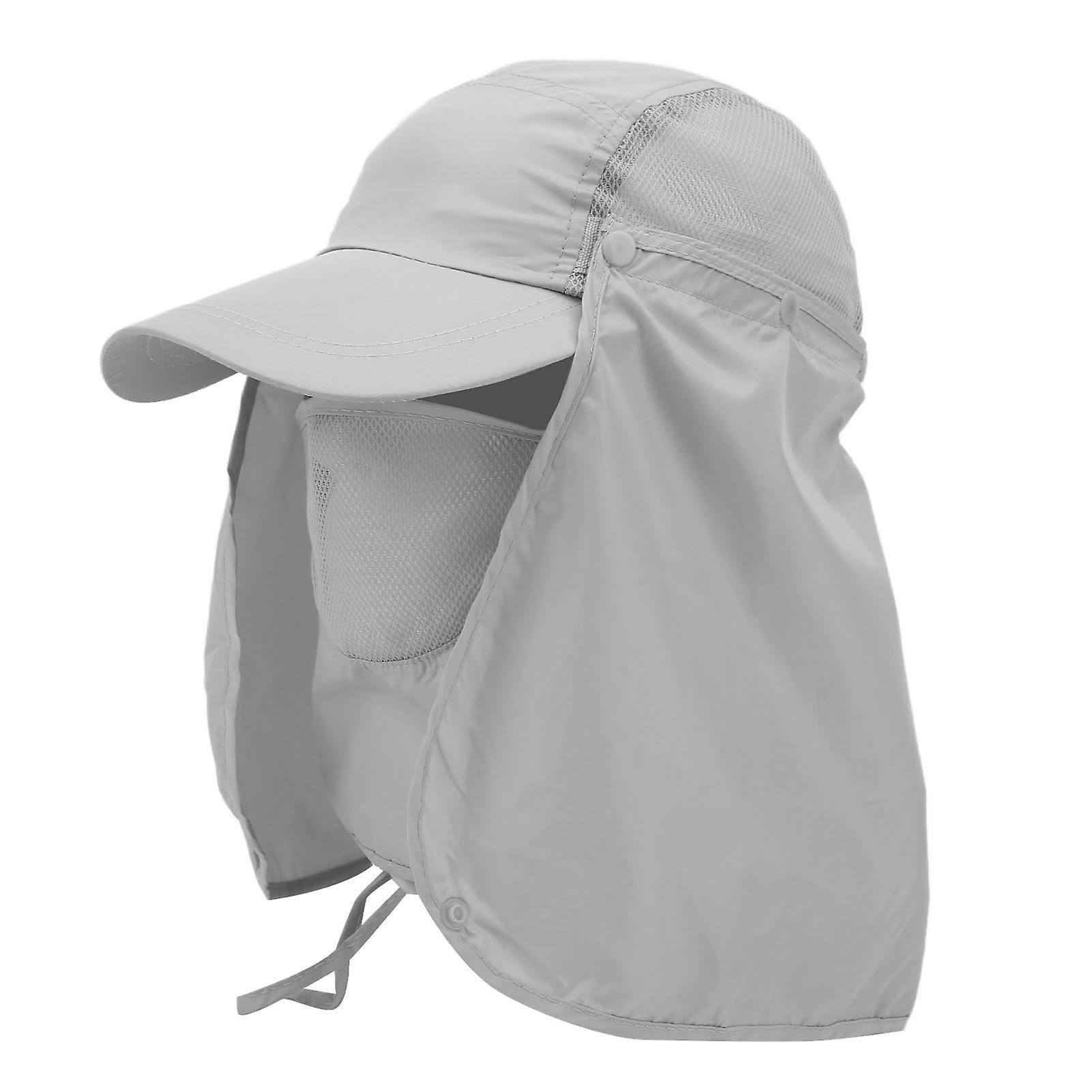 Sun Protection Hat Windproof Sand Prevent With Neck Cover For Outdoor Fishing Hiking Campinglight Gray