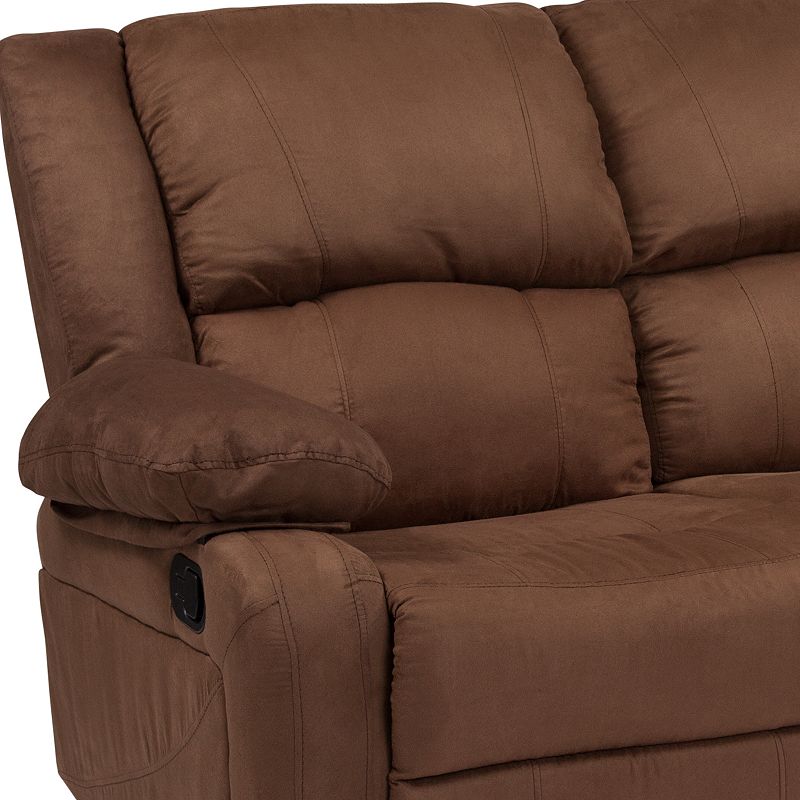 Emma and Oliver Brown LeatherSoft Loveseat with Two Built-In Recliners