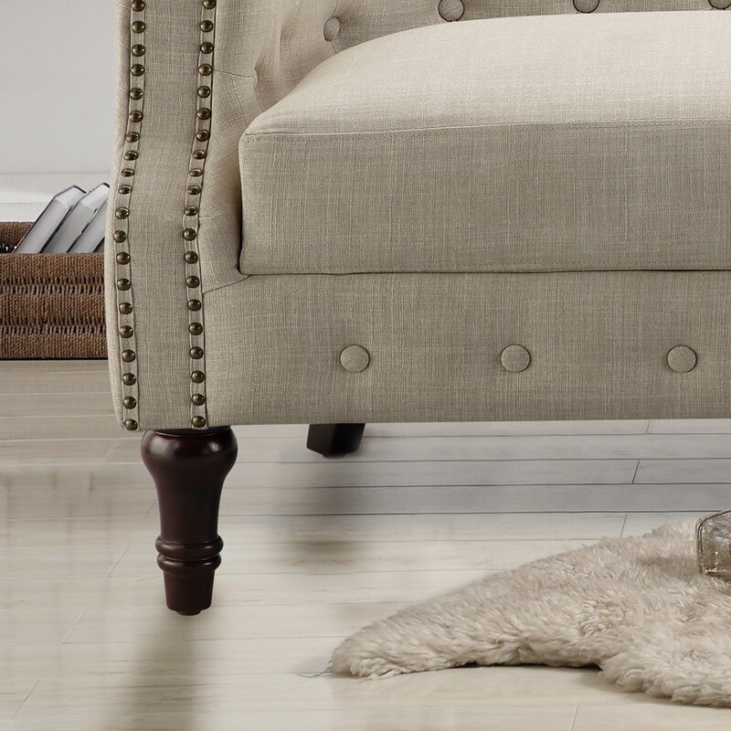 Rosevera Three Piece Living Room Tufted Sofa Set  Chesterfield