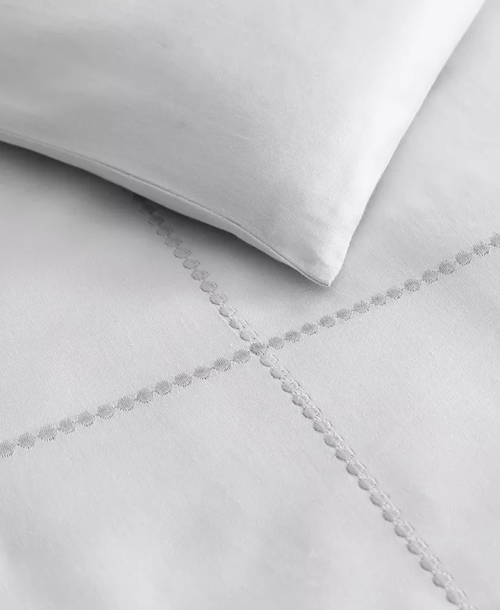 Vera Wang Simple Dot Embroidered Cotton Sateen Duvet Cover Set， Queen