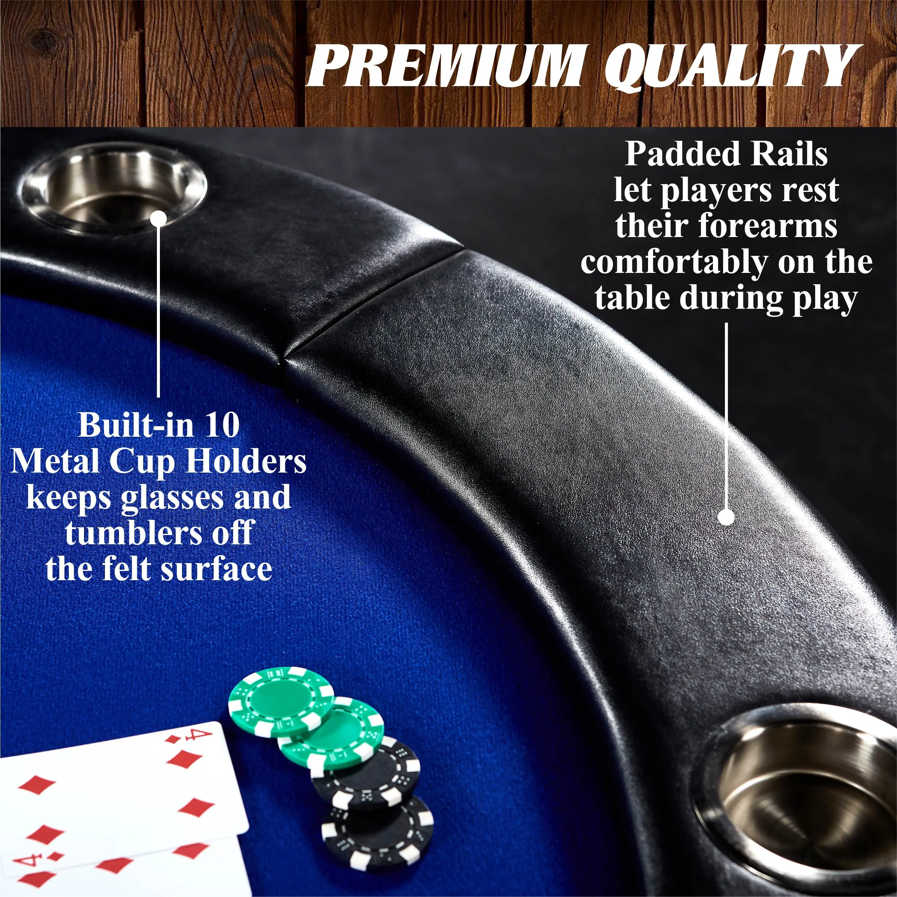 Barrington 10 Player Blue Poker Table, No Assembly Required