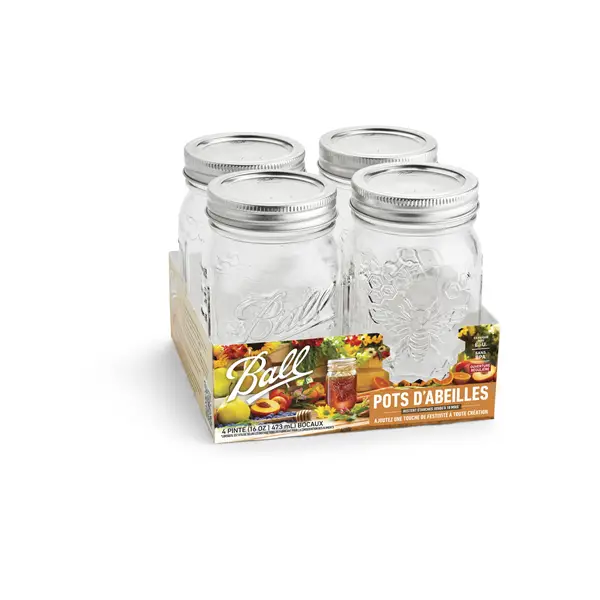 Ball 4-Pack Honeybee Keepsake Regular Mouth Mason Jars and Lids