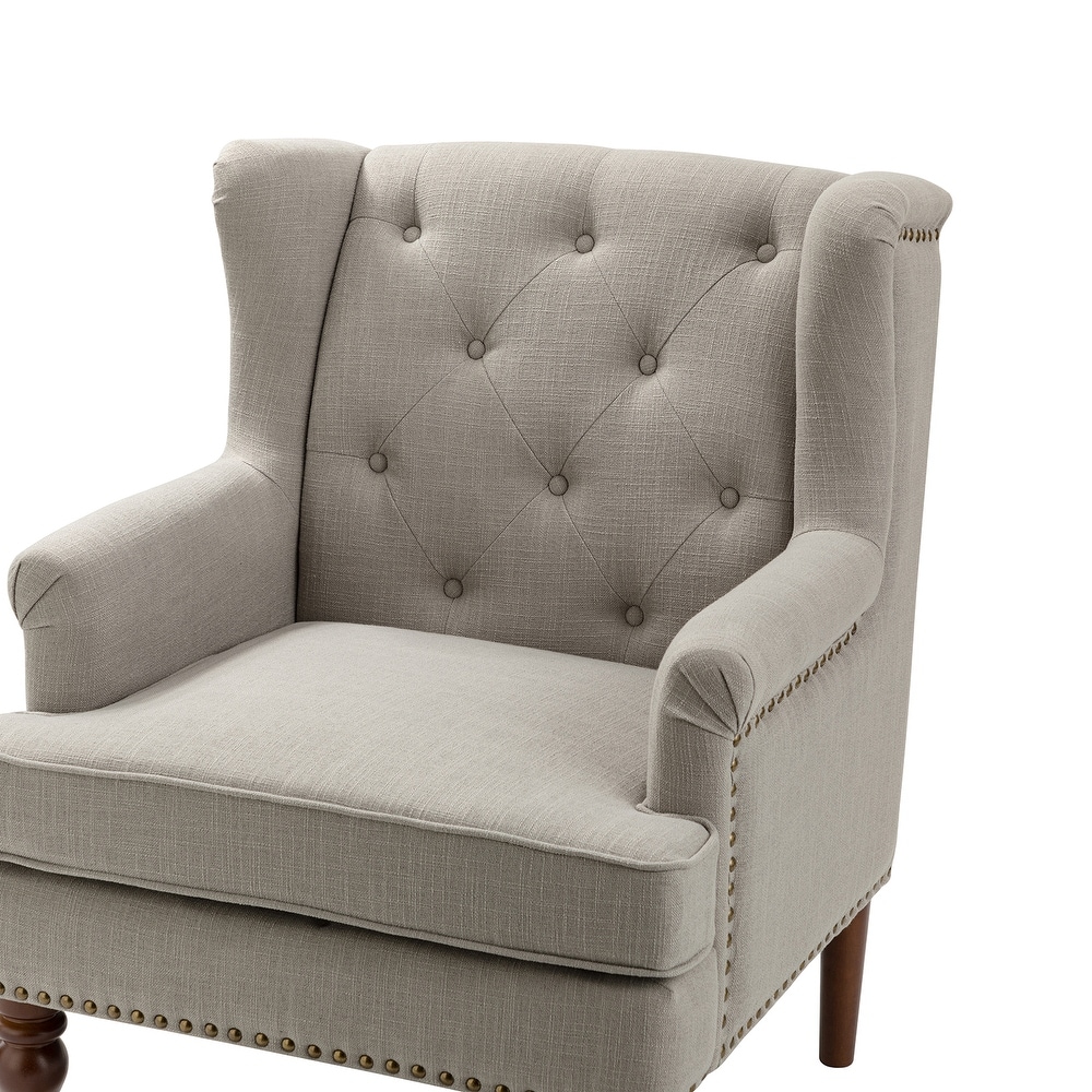 Maitê Transitional Armchair with Solid Wood Legs by HULALA HOME