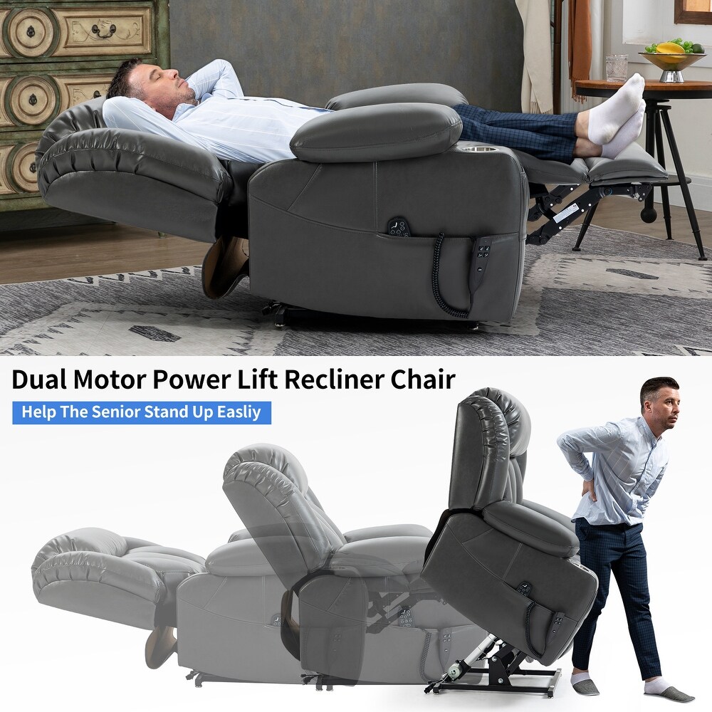 Vibration Massage Heating Sofa Chairs Power Lift Recliner Chairs  Grey