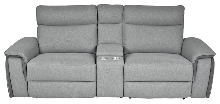 Lexicon Maroni 93.5 quotContemporary Fabric Double Reclining Loveseat in Taupe Gray   Transitional   Loveseats   by Homesquare  Houzz