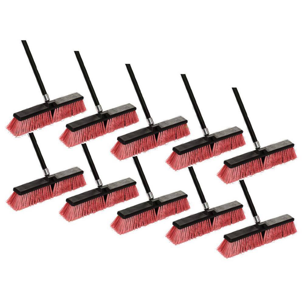 Alpine Industries 24 in. Red IndoorOutdoor Multi-Surface Push Broom (10-Pack) 460-24-2-10PK