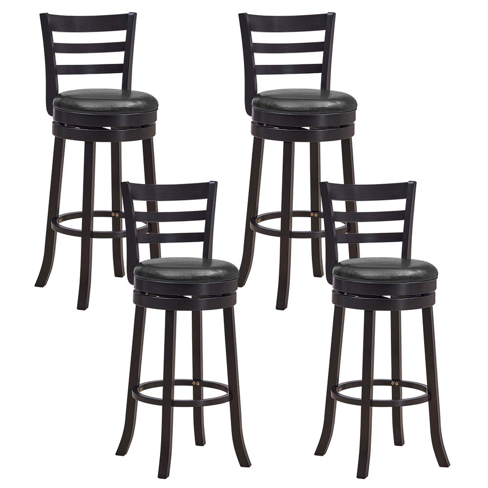 4 PCS Bar Stools Swivel Bar Height Chairs with PU Upholstered Seats