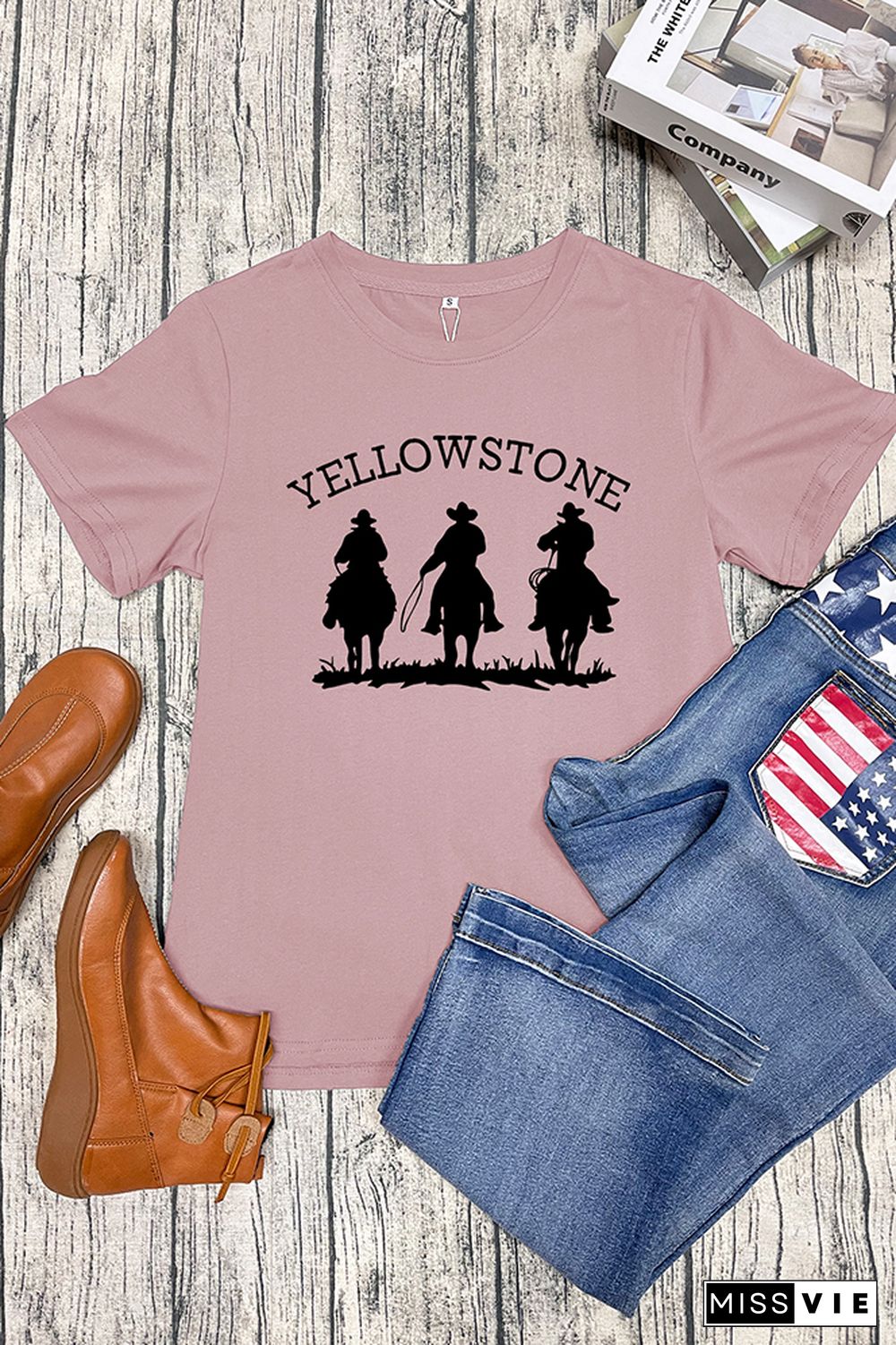 Yellowstone Cowboy Printed Short Sleeve Graphic Tee Wholesale