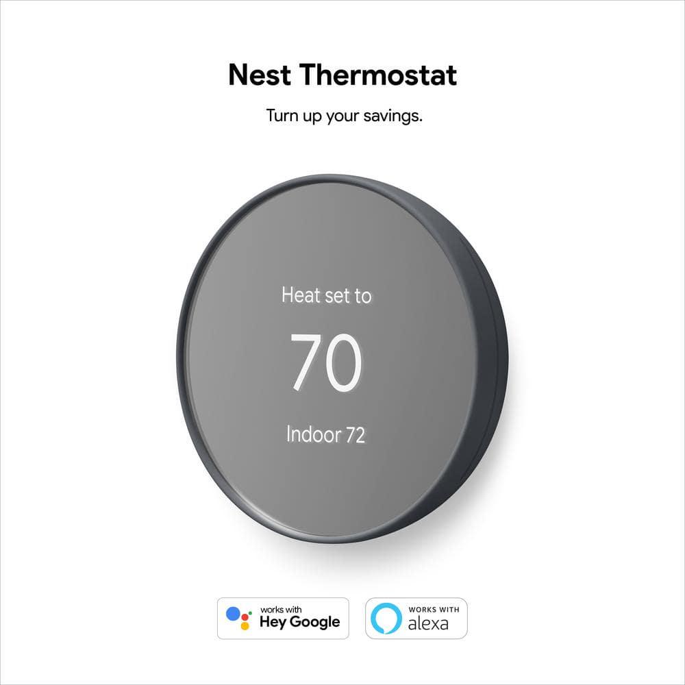 Google Nest Thermostat  Smart Programmable WiFi Thermostat Charcoal  Nest Thermostat Trim Kit Charcoal