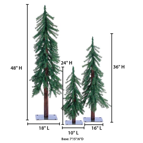 Set of 3 Unlit Alpine Trees