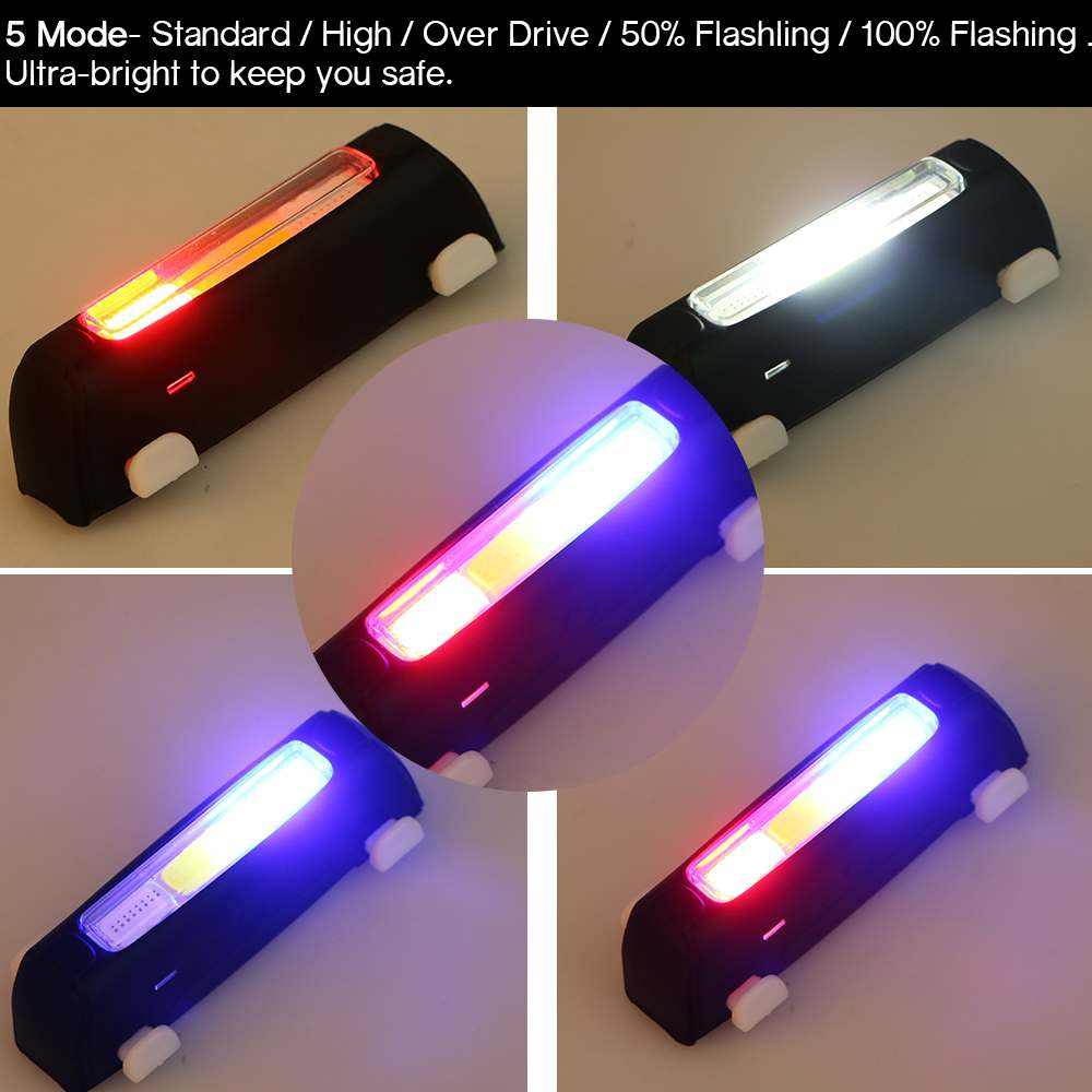 Bright Bike Light USB Rechargeable Bicycle Tail Light Waterproof 7 Modes 120LM 200m for Cycling Safety Flashlight