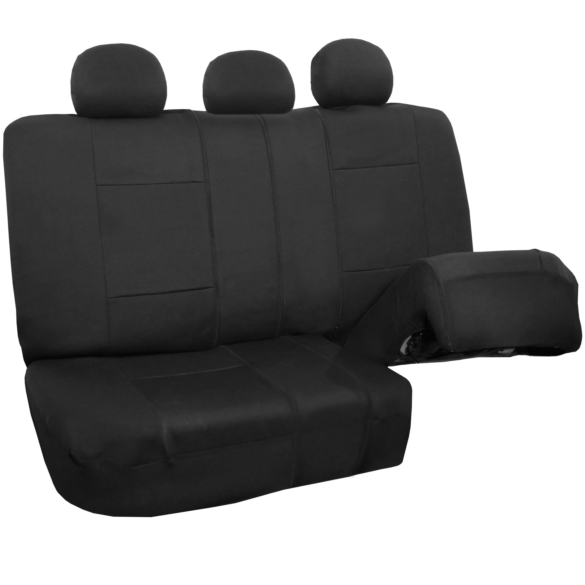 FH Group Neoprene 3 Row Car Seat Covers For SUV， Airbag Ready Split Bench 7 Seater， Black with Free Air Freshener