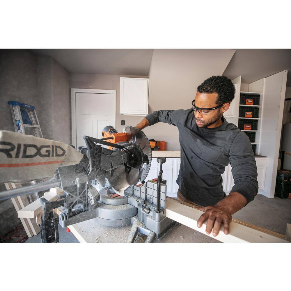 RIDGID 15 Amp Corded 12 in. Dual Bevel Sliding Miter Saw with Pneumatic 18-Gauge 2-18 in. Brad Nailer with Tool Bag R4222-R213BNF