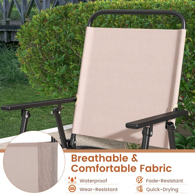 Tangkula Outdoor Folding Bar Chair Set Of 2 Patio Dining Chairs W Breathable Fabric