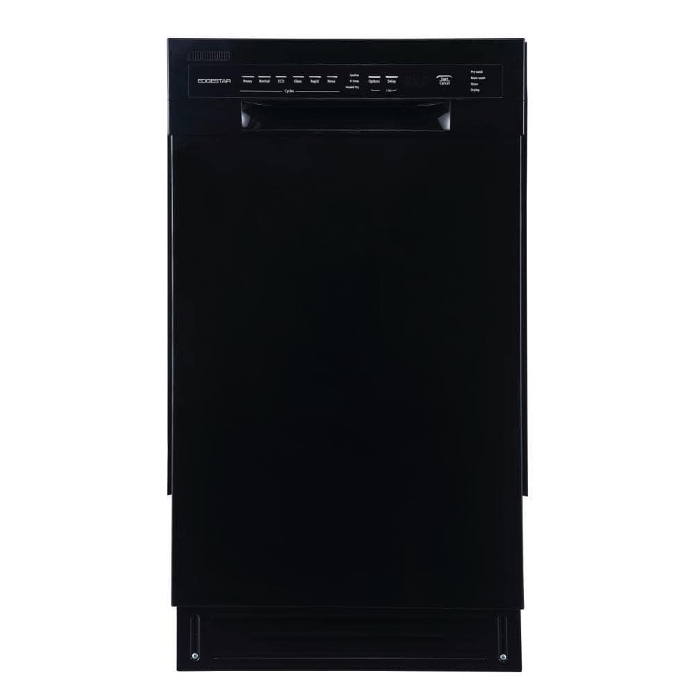 EdgeStar 18 in Front Control Dishwasher in Black with Stainless Steel Tub