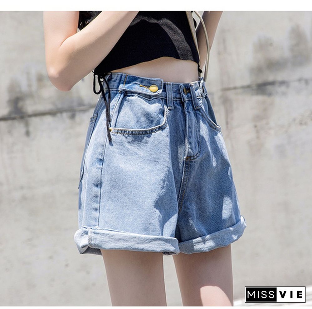 Plus Size Women's Shorts High Waist Shorts Women Minimalism Denim Shorts Summer Fashion Casual Jeans Short Pants