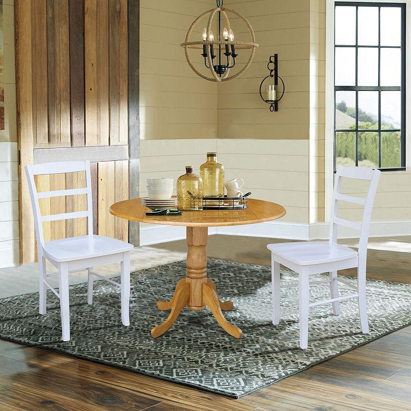 International Concepts Dual Drop Leaf Dining Table and Ladder Back Chair 3-piece Set