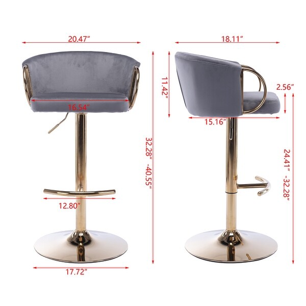 Bar Stools Swivel Height Adjustable Velvet Bar Stool (Set of 2) - 20.47