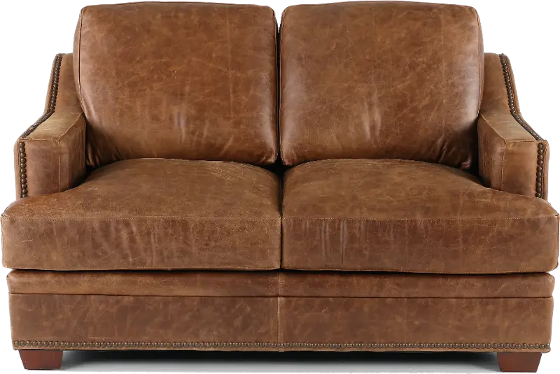 Antique Brown Leather Loveseat