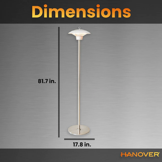 Hanover HAN1023HA-SLV 5118-BTU 120-Volt Silver Stainless Steel Electric Patio Heater