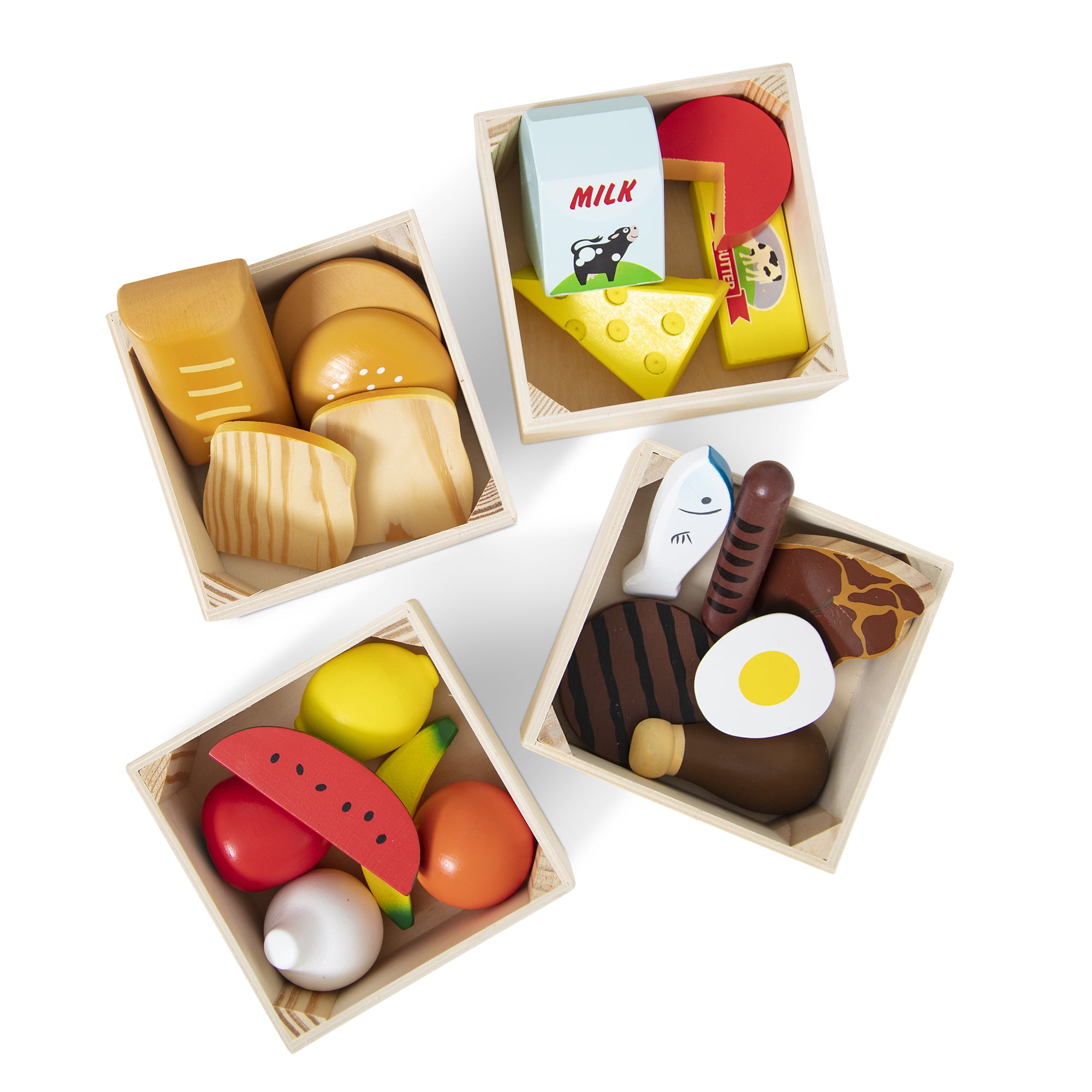 Melissa and Doug Food Groups - 21 Wooden Pieces and 4 Crates