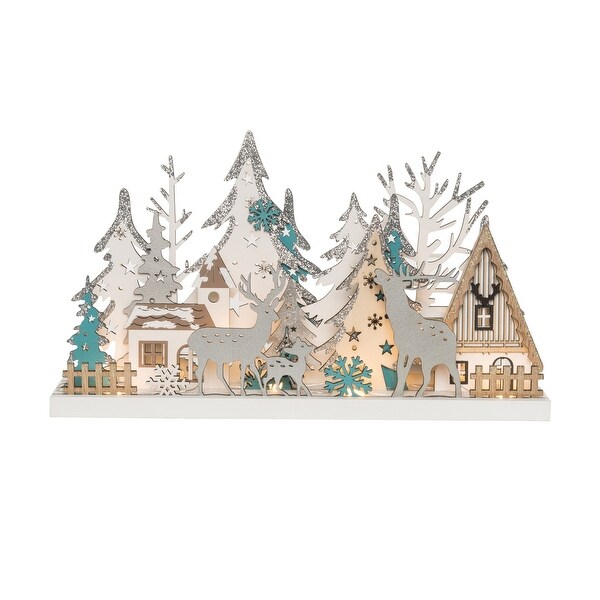 Transpac Wood 11.8 in. Multicolor Christmas Laser Cut Outdoor Scene