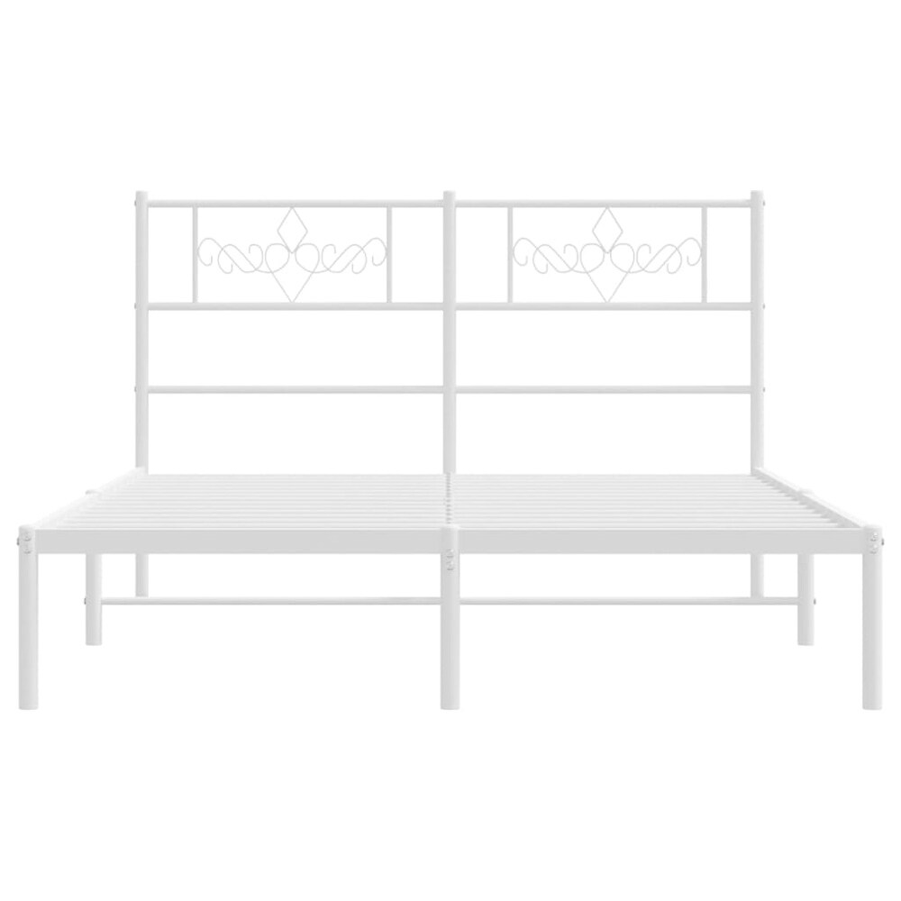 vidaXL Metal Bed Frame with Headboard White 53.1\