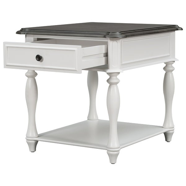 Classical Multifunctional End Table with Open Styled Shelf and Drawer