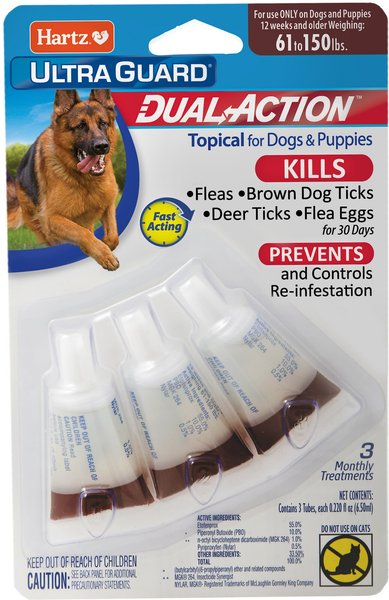 Hartz UltraGuard Dual Action Flea and Tick Spot Treatment for Dogs 61-150 lbs+