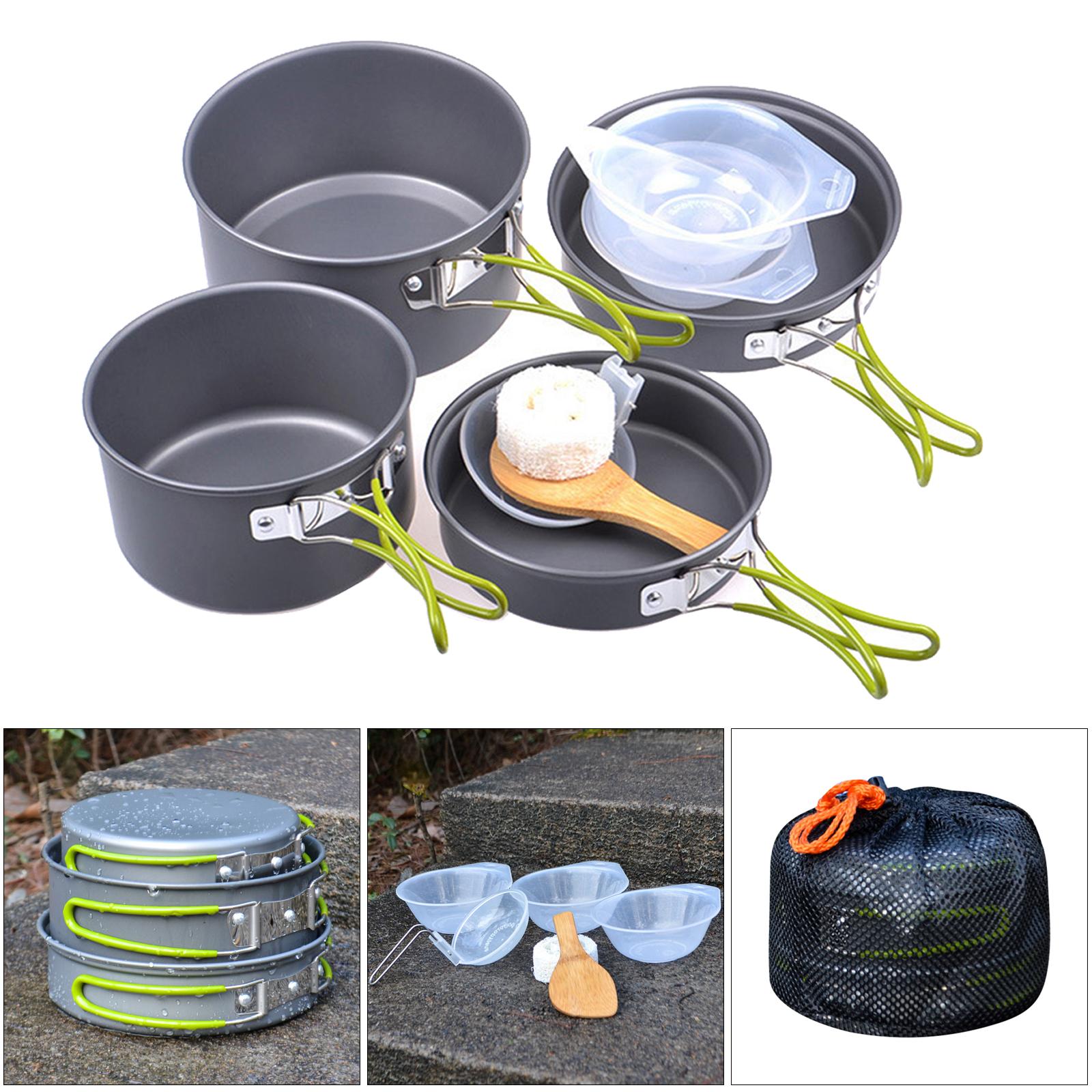 11 in 1 Portable Camping Cookware Kit Picnic Folding Aluminium Cooking Bowl Plate Spoon Campfire Utensils Backpacking Gear