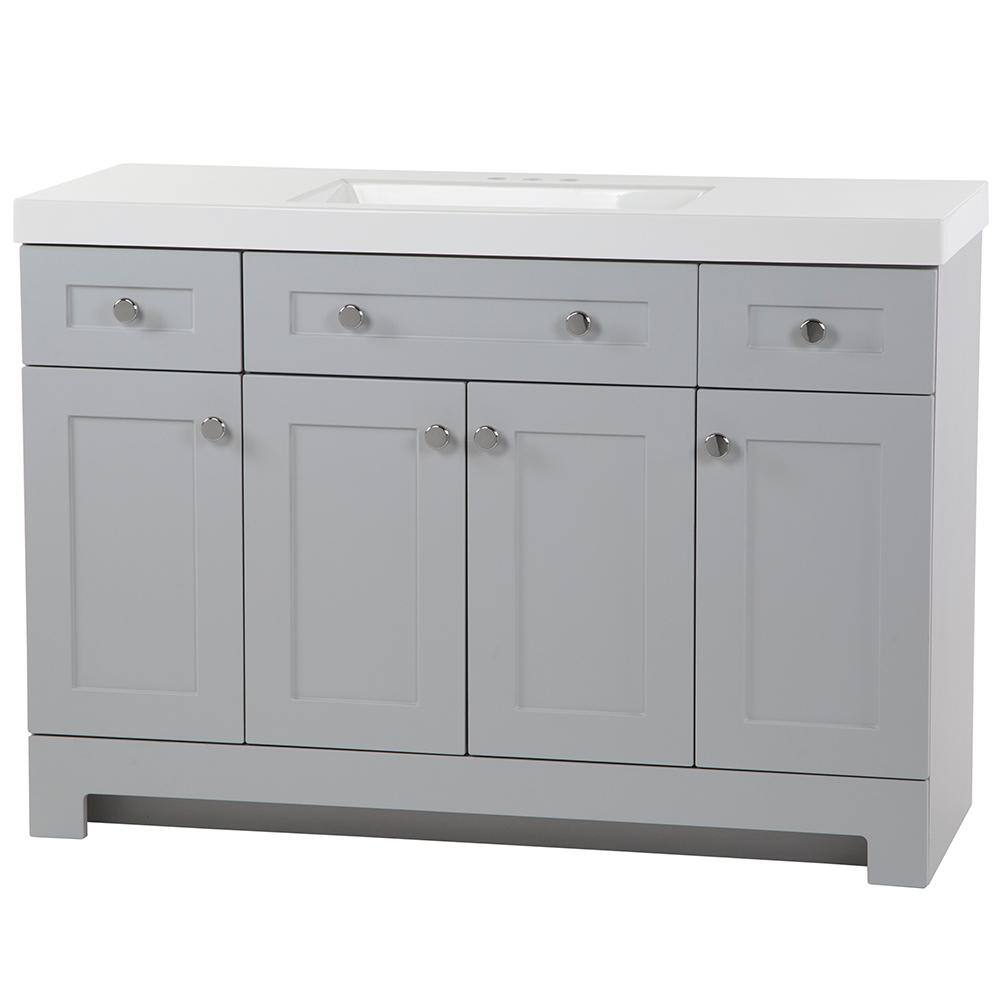 Glacier Bay Everdean 48.5 in. W x 18.8 in. D x 34.4 in. H Freestanding Bath Vanity in Pearl Gray with White Cultured Marble Top EV48P2-PG