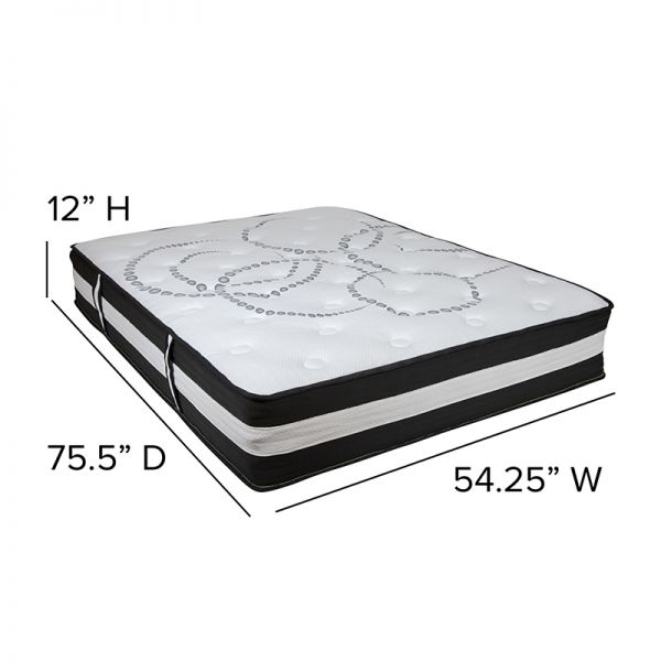 Capri Comfortable Sleep 12 Inch CertiPUR-US Certified Hybrid Pocket Spring Mattress， Full Mattress in a Box