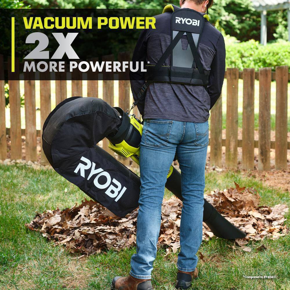 RYOBI 40-Volt HP Brushless 100 MPH 600 CFM Cordless Leaf BlowerMulcherVacuum with Lawn and Leaf Bag (Tool Only) RY404015-LB