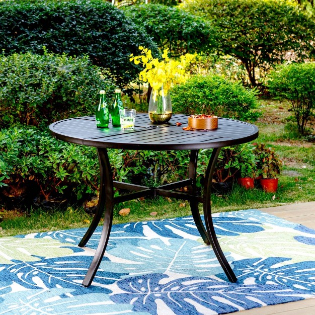 Outdoor Stainless Steel Round Dining Table Captiva Designs