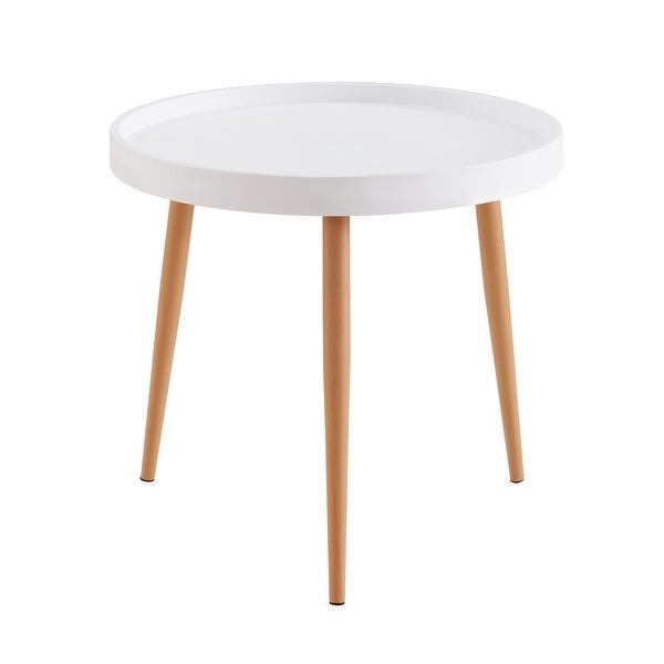 Modern Round Coffee Table with Beech Wood Legs