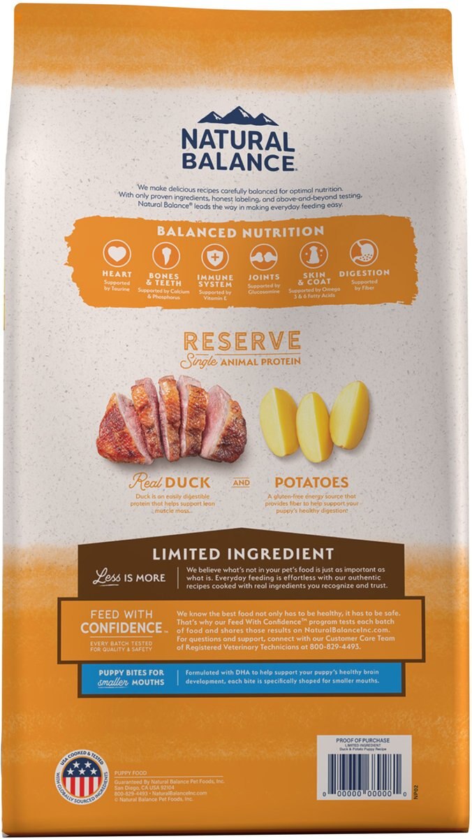 Natural Balance Limited Ingredient Reserve Grain-Free Duck and Potato Puppy Recipe Dry Dog Food