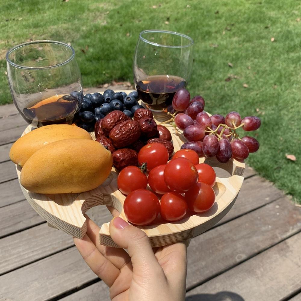 Wooden Outdoor Picnic Table Portable 2-in-1 Picnic Table Outdoor Folding Wine Glass Holder Suitable for Garden Party/Camping/Beach/Outdoor Dinner