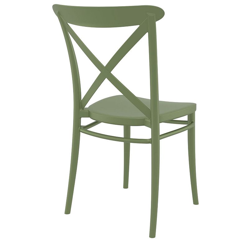 34.25 Olive Green Patio Cross Armless Dining Chair