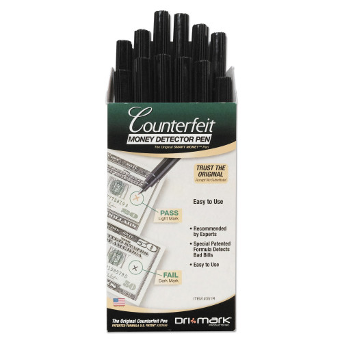 Dri Mark Smart Money Counterfeit Bill Detector Pen， U.S. Currency， 12/Pack (351R1)