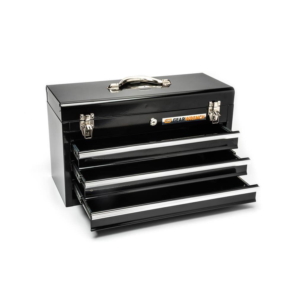 GEARWRENCH 20 in. Black Powder Coated Steel 3-Drawer Portable Locking Tool Box 83151